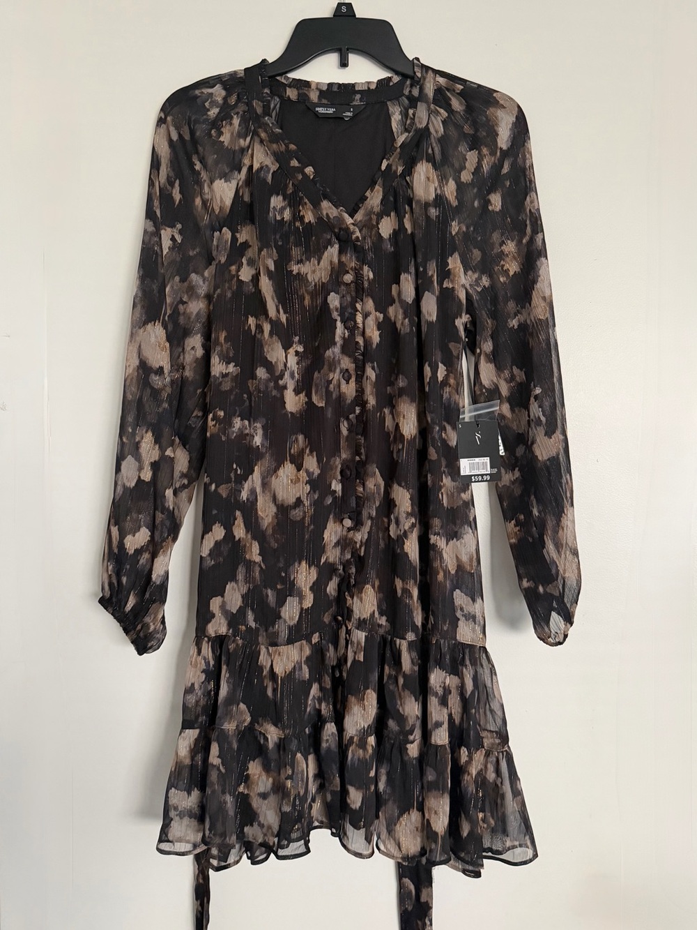 Simply Vera Vera Wang Lurex Floral Belted Mini Dress Size S NWT